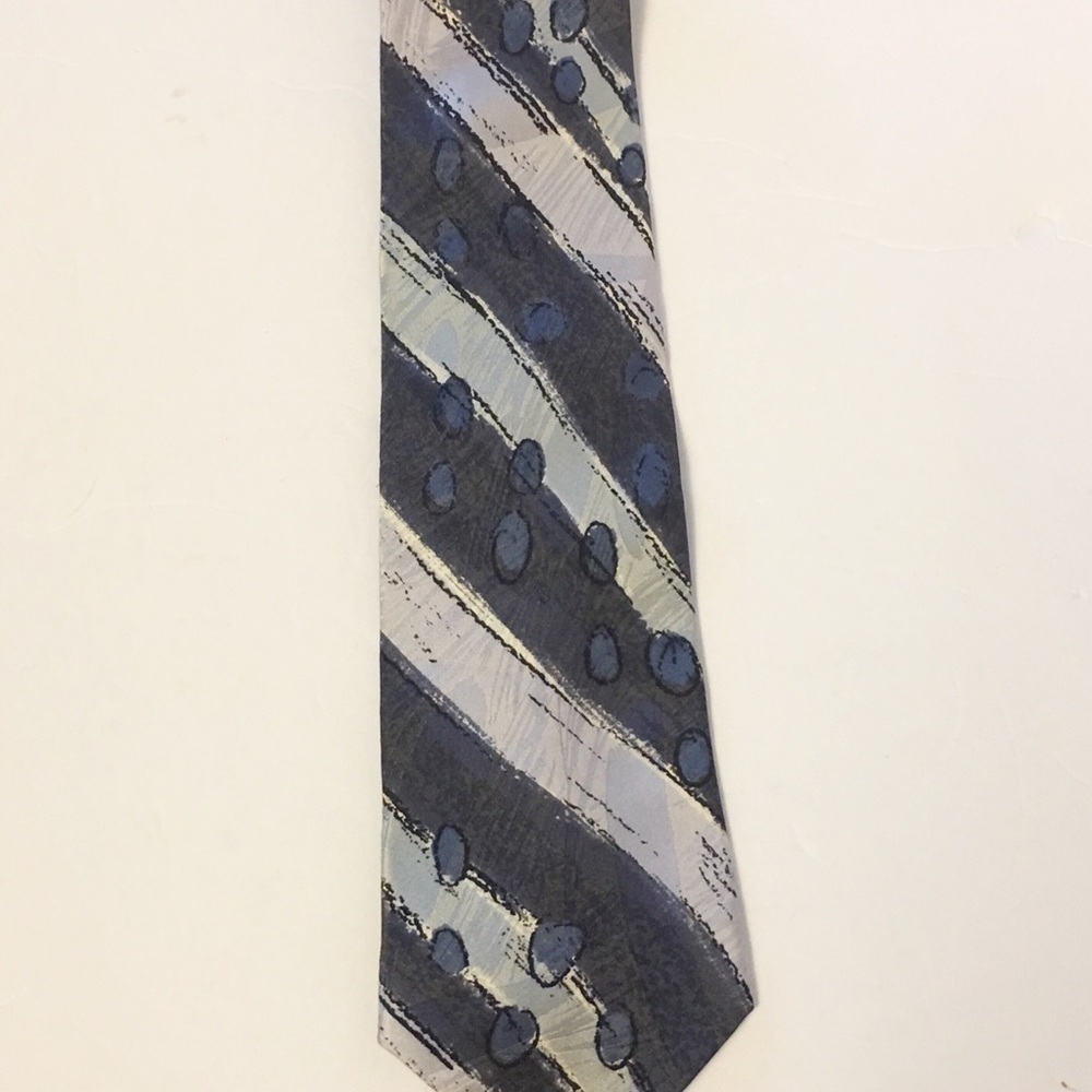 BUGATTI Mens Necktie Gray Blue Pattern